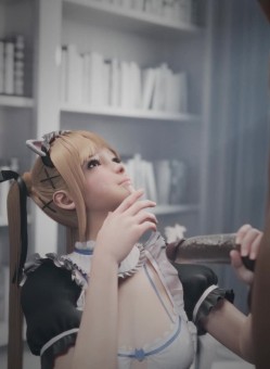 [lewdgazer] 玛莉萝丝 性感女神女仆装口交侍奉颜射吞精 Spectragazer - Marie_black 截图15