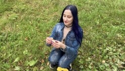 LegalPorno - LapkaLu - Public sex with a hot stranger in forest, slut showed big perfect tits, creampie.mp4 截图4