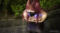 大波翘臀少女福利姬【小小Q】羞耻露出，LED项圈黑色透视洋装，街道极限露出 截图7