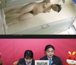 某银行柜姐昀昀，下班后放荡不羁洗澡扣逼（左边女主播即昀昀 截图7