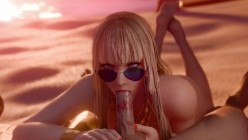 lewdgazer：Shandy - Distraction at the Bar 香蒂 极品黑丝美人桌下足交手交挑逗 截图2