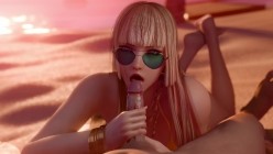 lewdgazer：Shandy - Distraction at the Bar 香蒂 极品黑丝美人桌下足交手交挑逗 截图13