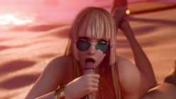 lewdgazer：Shandy - Distraction at the Bar 香蒂 极品黑丝美人桌下足交手交挑逗 截图16