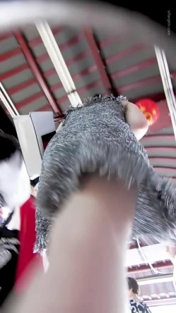 【公交站抄底】都是少妇御姐，有一个逼毛竟然如此之长，龟男在旁边也照拍不误 截图1
