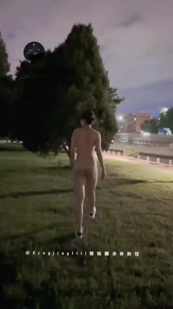 178模特犬刚入夜公园风骚露出，全是行人。刺激躲避。对面路上车辆壹览无余 截图1