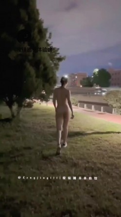 178模特犬刚入夜公园风骚露出，全是行人。刺激躲避。对面路上车辆壹览无余 截图2