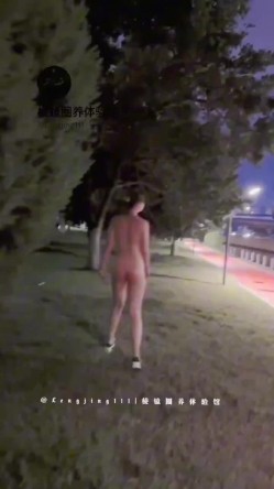 178模特犬刚入夜公园风骚露出，全是行人。刺激躲避。对面路上车辆壹览无余 截图4