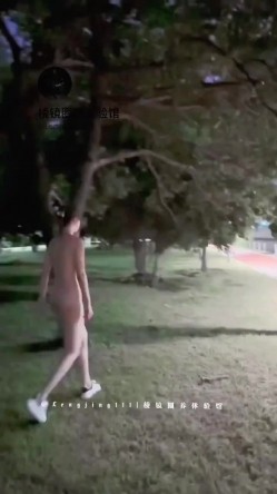 178模特犬刚入夜公园风骚露出，全是行人。刺激躲避。对面路上车辆壹览无余 截图6