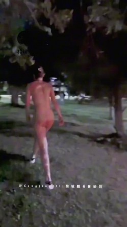 178模特犬刚入夜公园风骚露出，全是行人。刺激躲避。对面路上车辆壹览无余 截图8
