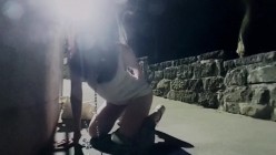 【SM调教】泄欲用母狗「C犬」户外露出！车流旁边经过，母狗嘴含口球，夹子夹屄和阴蒂，被大黑妞子爆插菊花 截图10