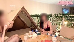 换妻盛宴，【明月夫妻】，两对夫妻加上一个单男，美酒佳肴配上情色小游戏，脱光一触即发 截图4