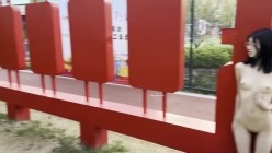 苗条文静眼镜美少女各种户外场景大胆露出，天桥，江边各种人前极限露出，人前女神 人后小狗 截图12