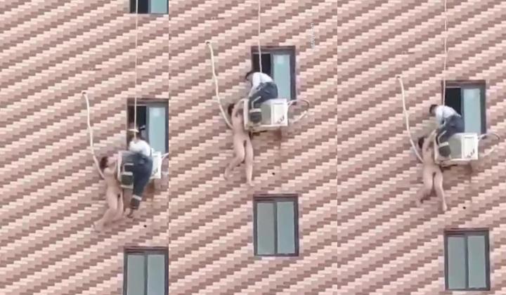 偷情捉奸系列 这年头都是高层建筑偷个情也不容易 不知这两位还健不健在