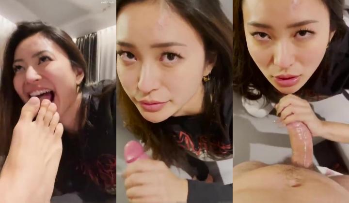 漂亮大奶美女 舔脚吃鸡深喉 妹子特别爱笑 表情很可爱 被大肉棒后入无套输出