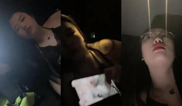 放浪小情侣，晚上开车出去玩车震露出奶子