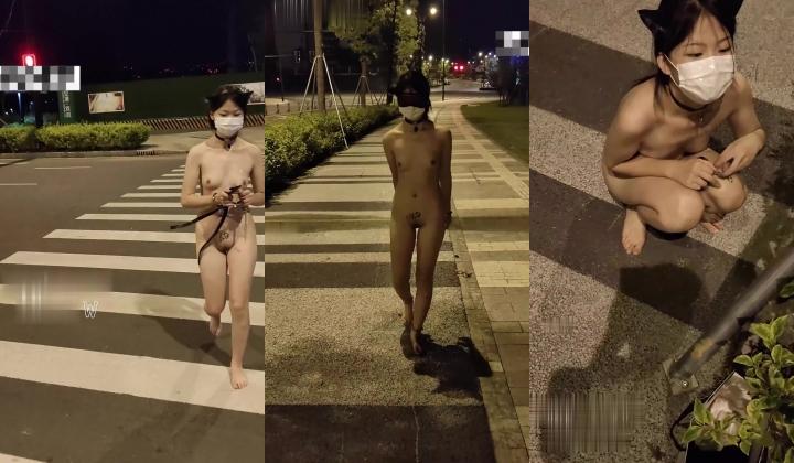 深夜，成都双流的街头，【Fxxc77】，土豪哥户外高价定制，23岁公司前台，裸体露出，湿得一塌煳涂