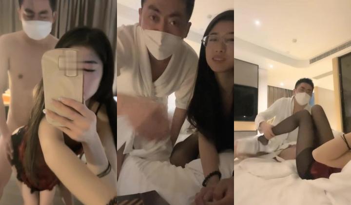 高挑眼镜御姐酒店约个单男手持镜头啪啪做爱拍摄，后入一顿操