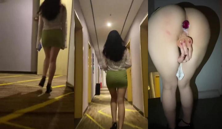 DL0771夫妻-带着肛塞无内露出 插出白浆，商场露出骚逼直接流淫水了 忍不住在楼道里干上了，露出挑战