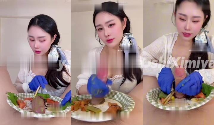 推特性爱大师95后绿帽情侣美腿女王「汐梦瑶」三文鱼刺身搭配爽口鸡巴，爽翻天，最后射出来的精液都是淡绿色，爽快吞精