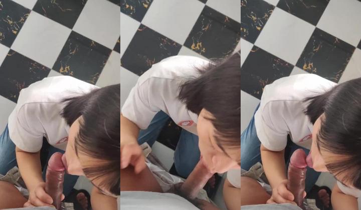 样子看着清纯，没想到吹箫这么厉害，小舌头转起来 了不起！