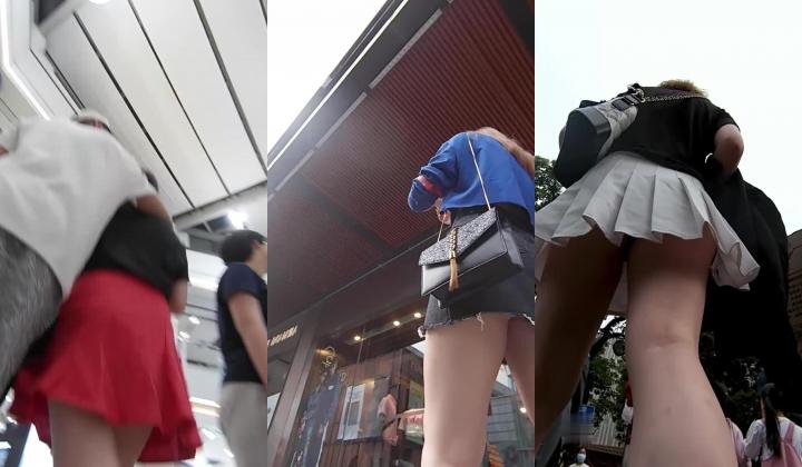推荐 尾行【抄底大长腿洋妞】路上多位靓女，颜值少妇，玉足特写，极品户型，大长腿