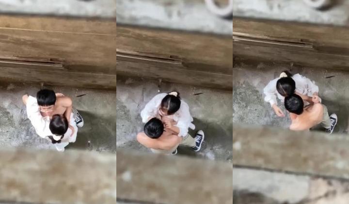 某大学情侣情欲来了偷跑到小巷子里面艹逼没想到头顶上有人被偷拍女主很漂亮吃鸡技术一流！