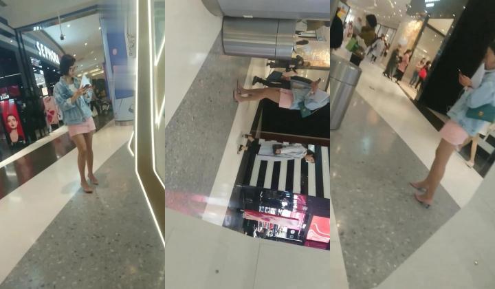推荐 【商场地铁抄底】竟然意外扫到2个高跟短裙不穿内裤，绿茶脸挂空挡相当合适，硬了一路