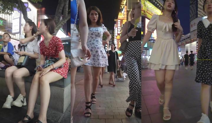 【BC无内系列】 步行街 小吃街抄底 蕾丝短裙少妇不穿内裤逛街买小吃 逼毛又黑又浓 还有多位美女裙下风光