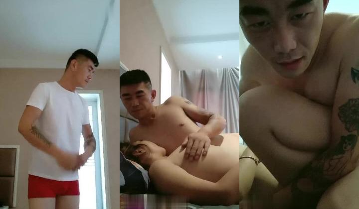 嫂子与小叔子偷情，纹身大哥很有男人范，小嫂子有情调口交大鸡巴舔乳头，被小叔子无套抽插内射